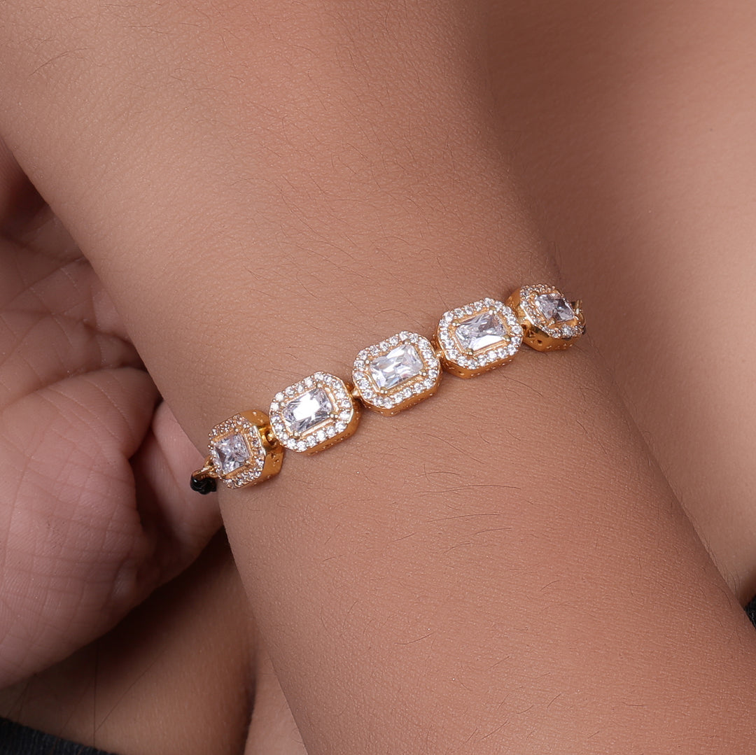 gold plating Beaded Cubic Zirconia Bracelet | Women's Fashion Jewelry