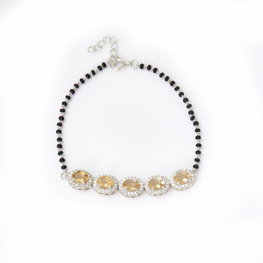 Silver Citrine Bead Bracelet for Women | Gift Jewelry