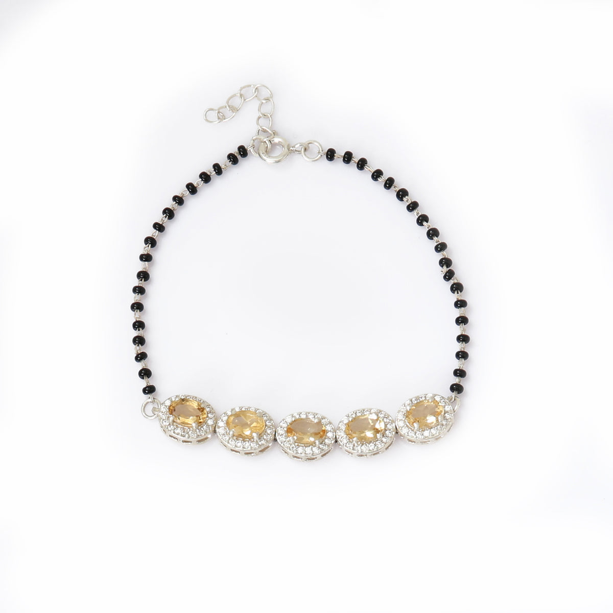 Silver citrine bead bracelet for women | gift jewelry