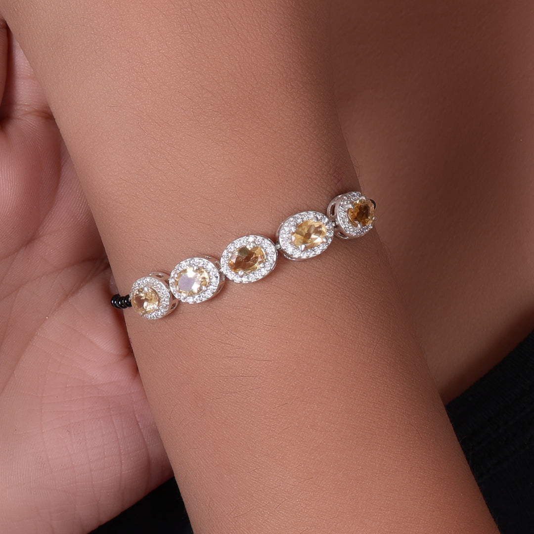 Silver Citrine Bead Bracelet for Women | Gift Jewelry