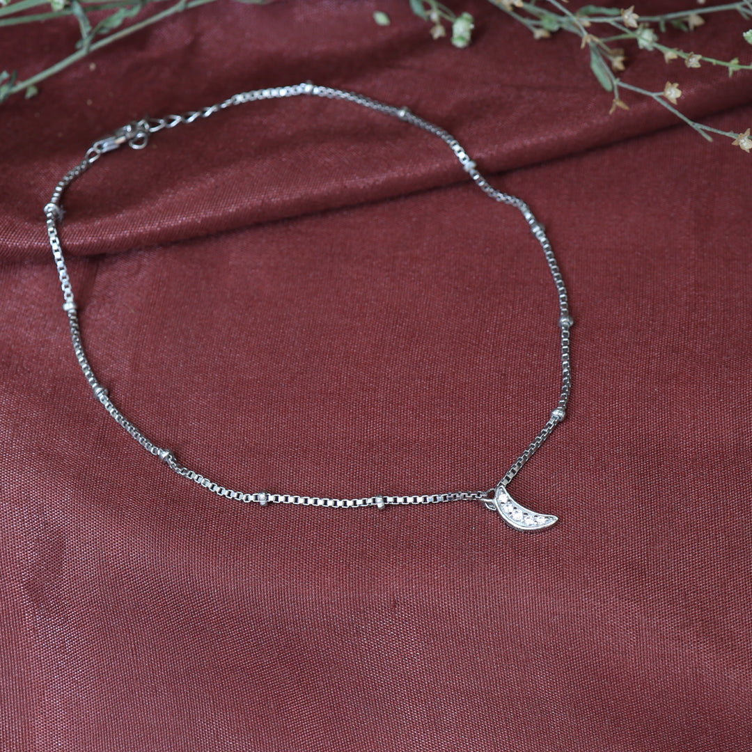 925 Silver Moon Anklet for Women | Dainty Foot Jewelry