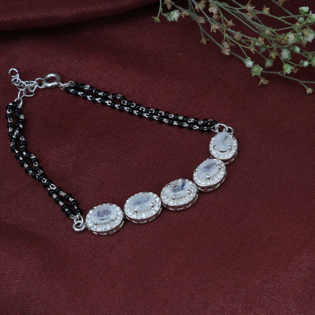 925 Silver Moonstone Beaded Bracelet for Women | Daily Wear