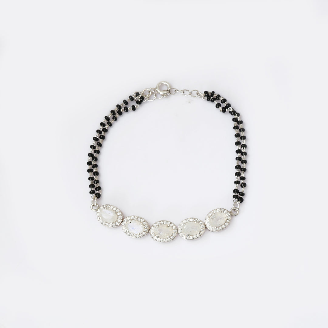 925 Silver Moonstone Beaded Bracelet for Women | Daily Wear
