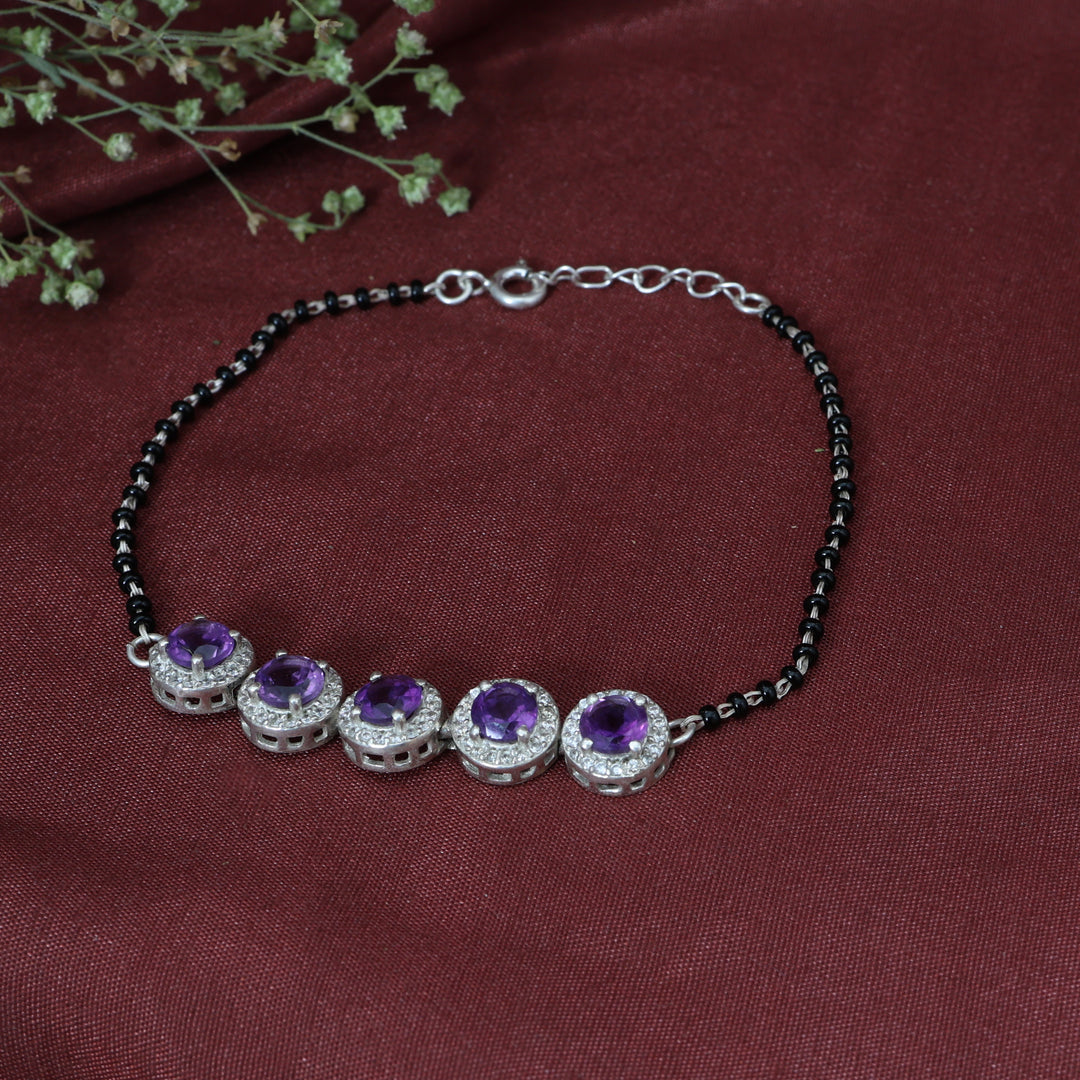 Amethyst Bead Bracelet for Women | Sterling Silver Jewelry