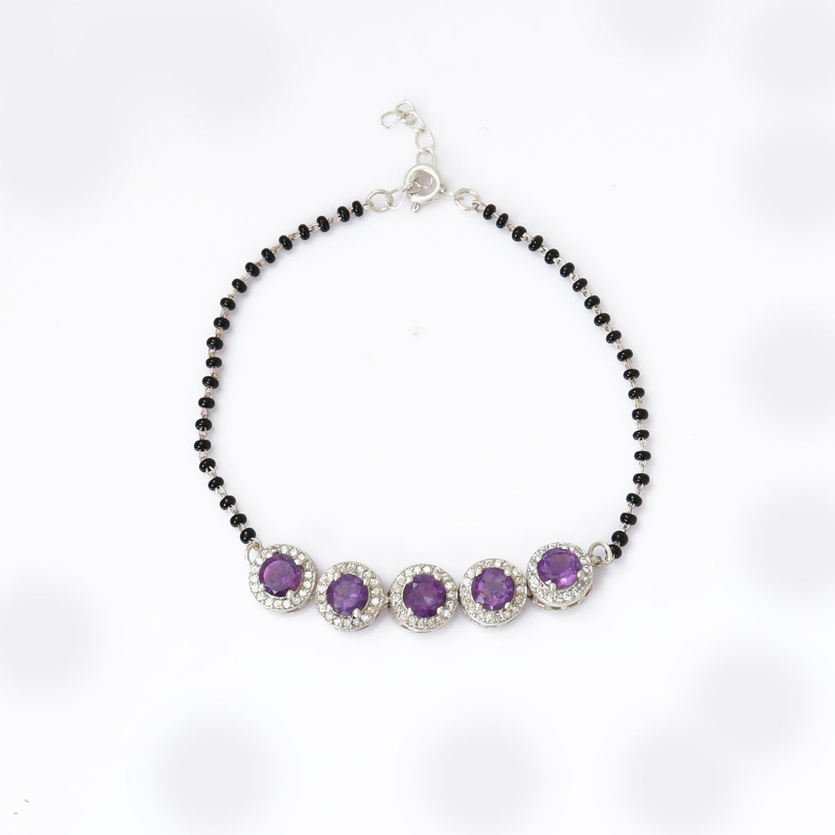 Amethyst bead bracelet for women | sterling silver jewelry