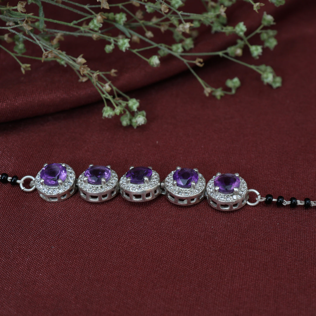 Amethyst Bead Bracelet for Women | Sterling Silver Jewelry