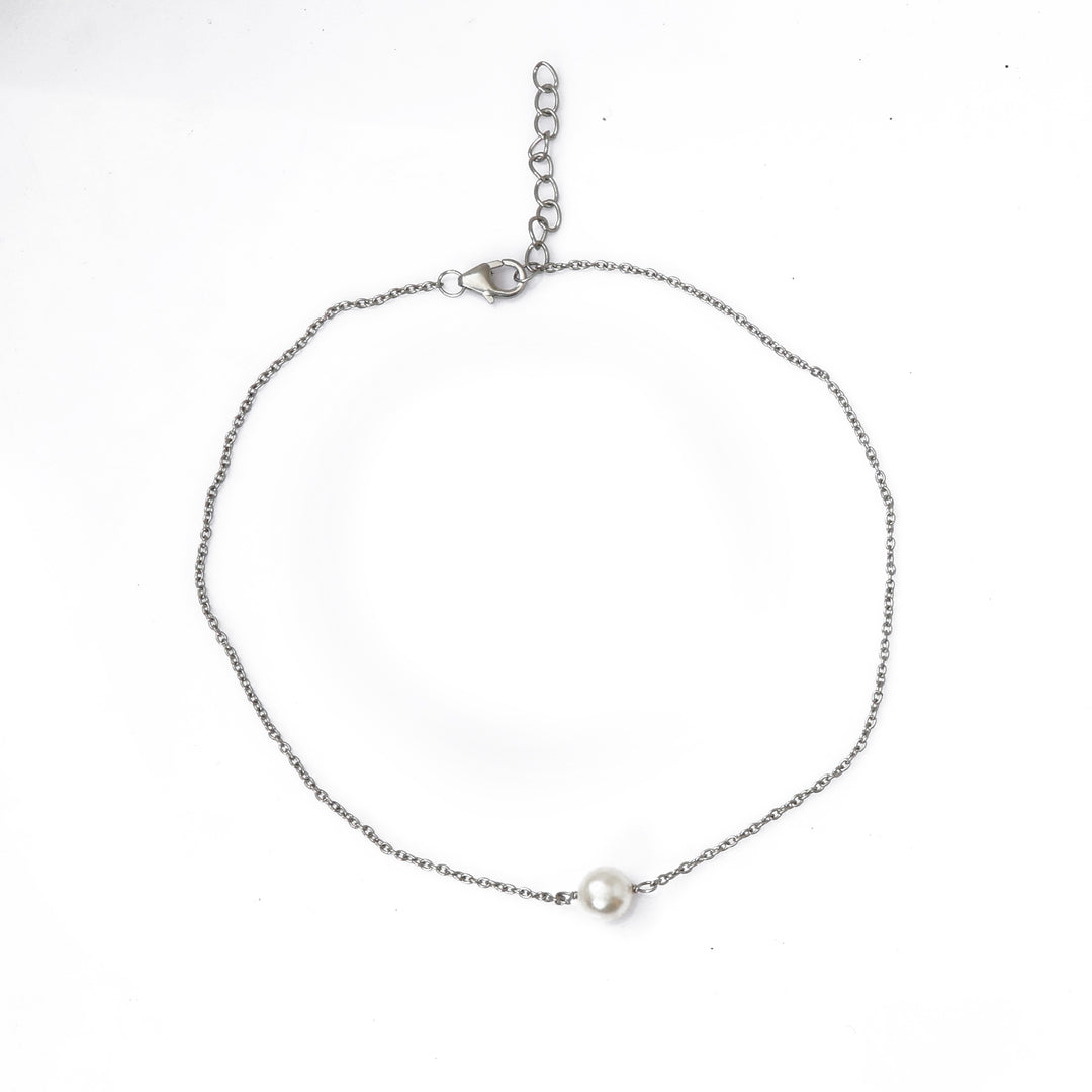 Silver Pearl Anklet for Women | Delicate Foot Jewelry Gift