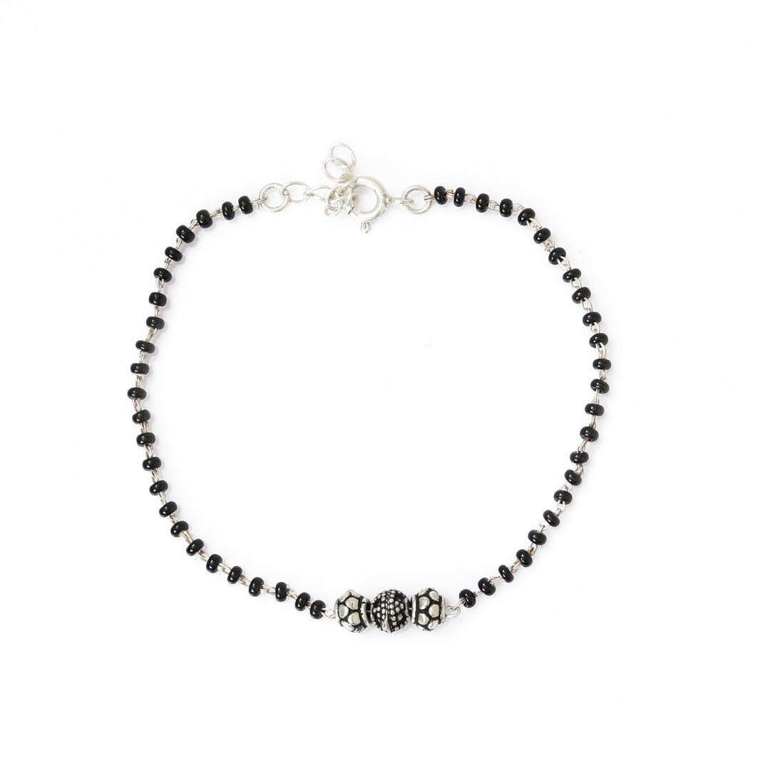 925 Silver Black Bead Bracelet for Women | Daily Wear Jewelry