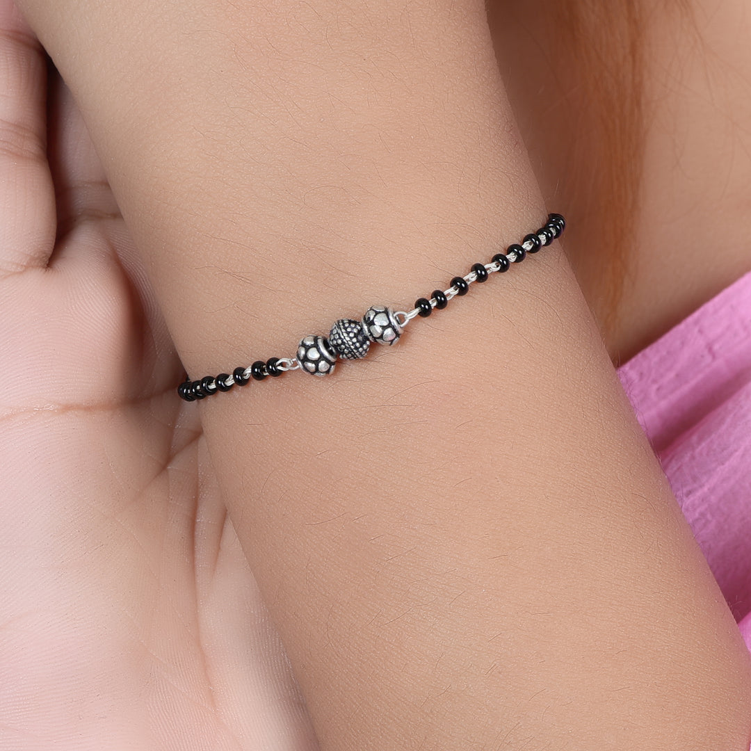 925 Silver Black Bead Bracelet for Women | Daily Wear Jewelry