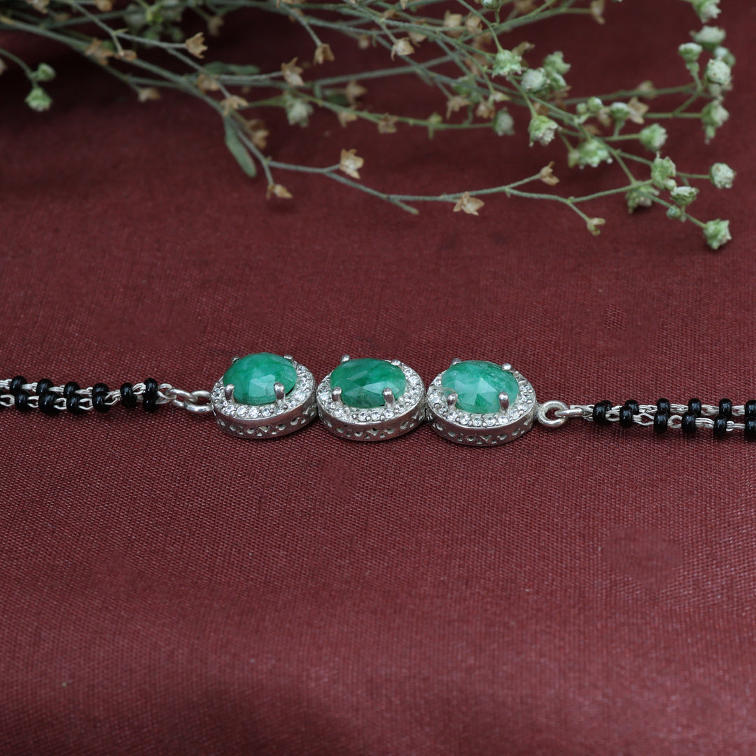 Emerald Bead Bracelet for Women | Silver Gift Jewelry