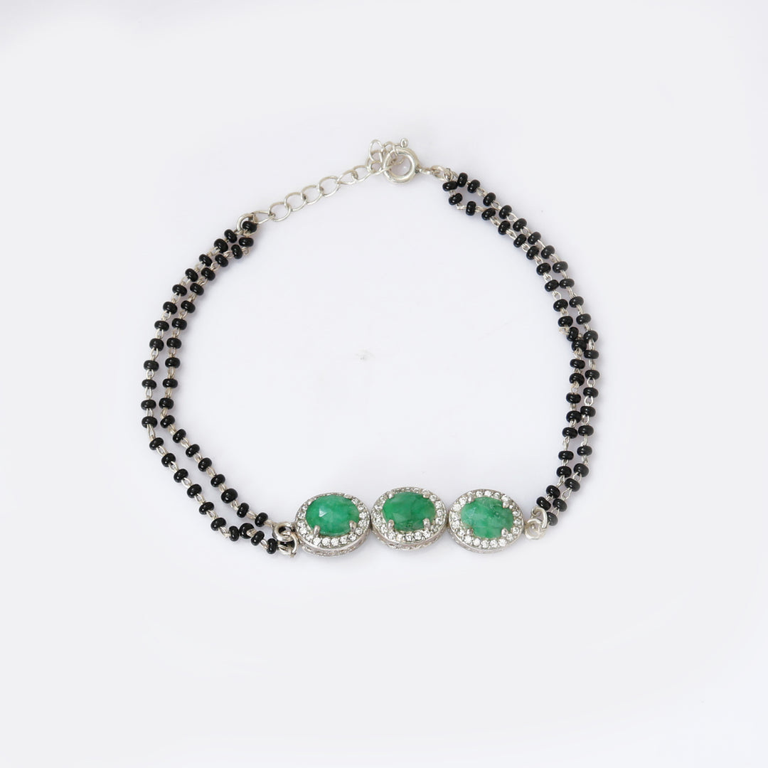 Emerald Bead Bracelet for Women | Silver Gift Jewelry