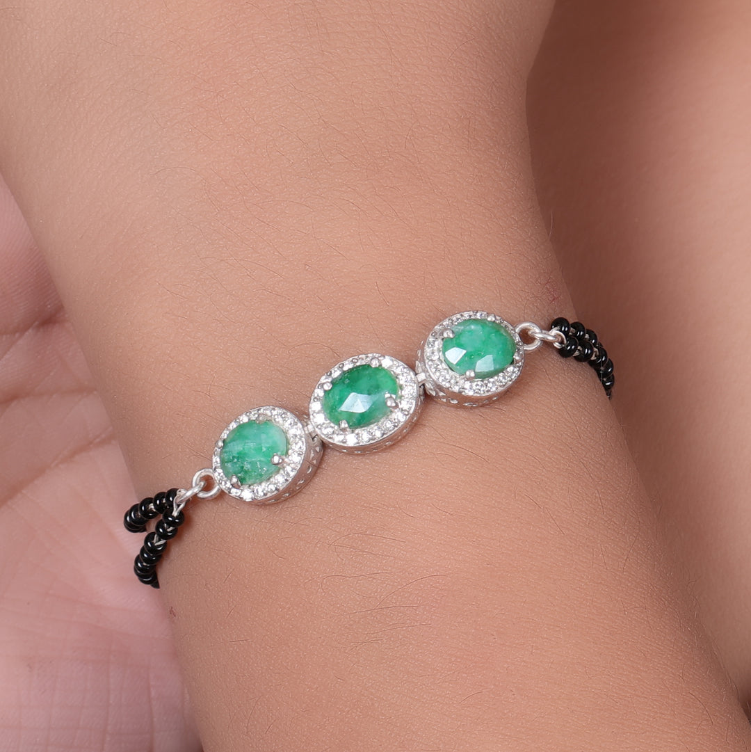 Emerald Bead Bracelet for Women | Silver Gift Jewelry