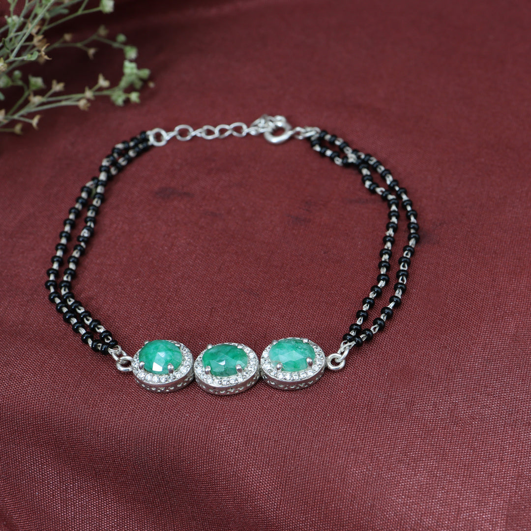 Emerald Bead Bracelet for Women | Silver Gift Jewelry