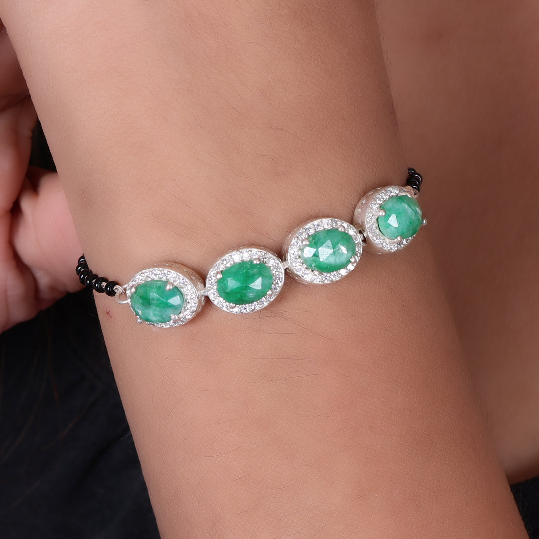 925 Silver Emerald Bracelet for Women | Gemstone Jewelry