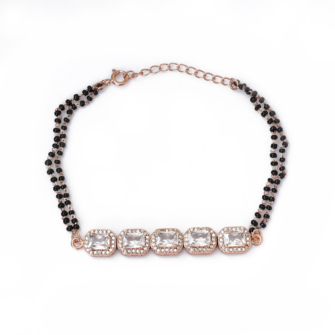 Pulsera de cristal de oro rosa para mujer | Joyería de fiesta