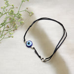Load image into Gallery viewer, Adjustable Black Cord Evil Eye Bracelet with Silver Beads for Protection
