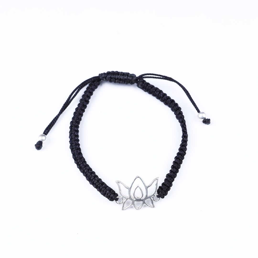 925 Sterling Silver Lotus Cord Bracelet for Daily Wear | Adjustable