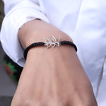 将图像加载到图库查看器中， 925 Sterling Silver Lotus Cord Bracelet for Daily Wear | Adjustable
