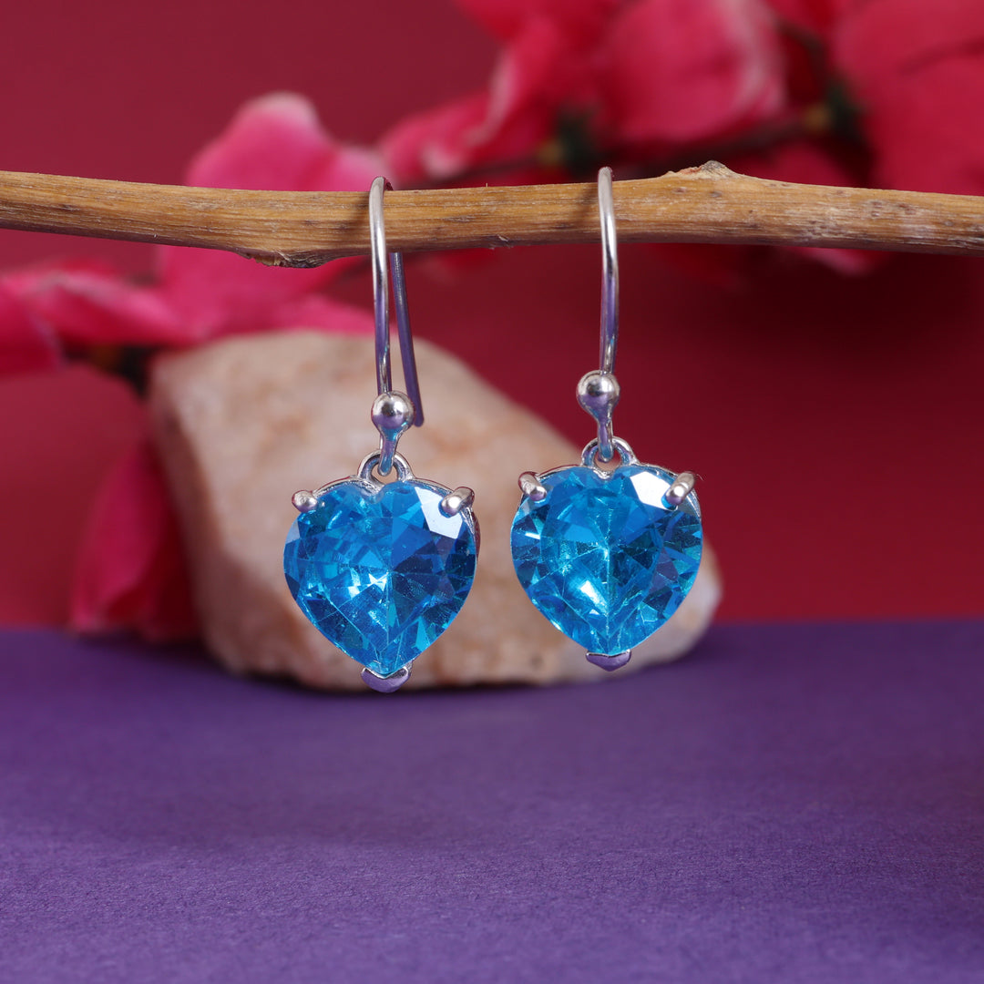 Pendientes de plata con corazón azul para mujer | Joyas con piedras preciosas