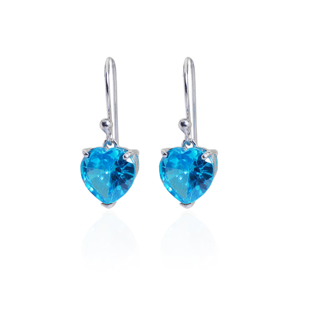 Pendientes de plata con corazón azul para mujer | Joyas con piedras preciosas