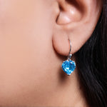 Load image into Gallery viewer, Pendientes de plata con corazón azul para mujer | Joyas con piedras preciosas
