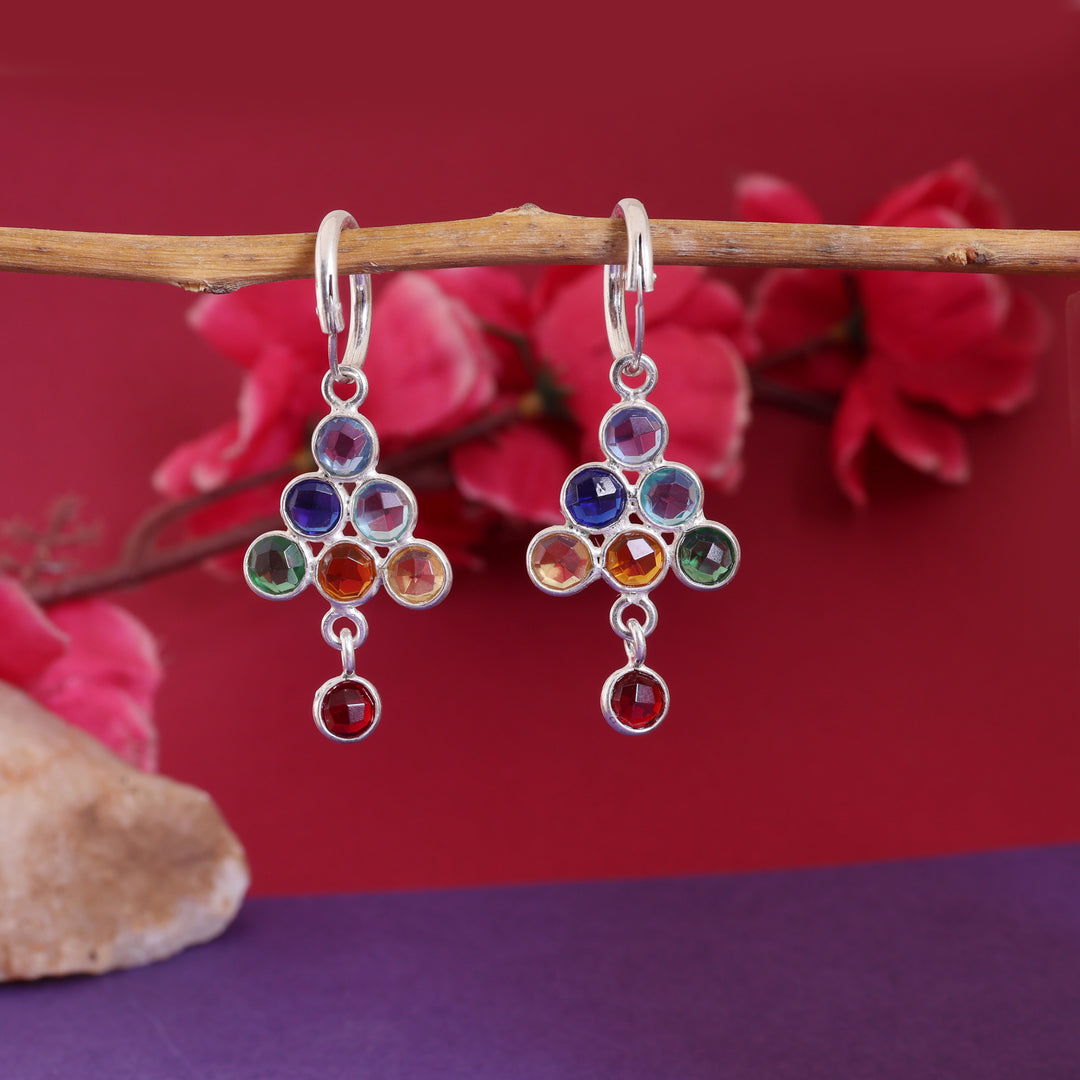 Pendientes de plata con piedras preciosas arcoíris para mujer | Joyas coloridas
