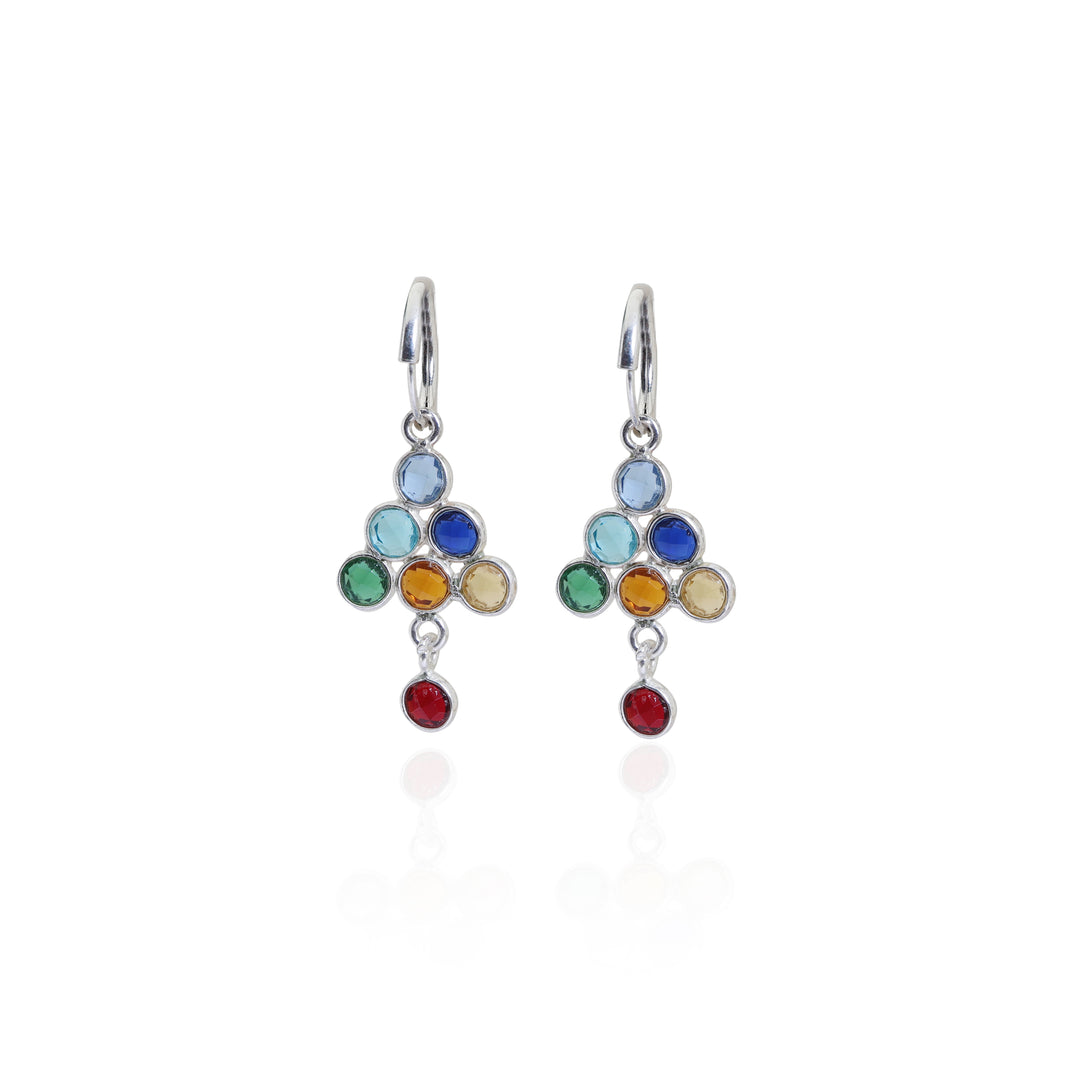Pendientes de plata con piedras preciosas arcoíris para mujer | Joyas coloridas