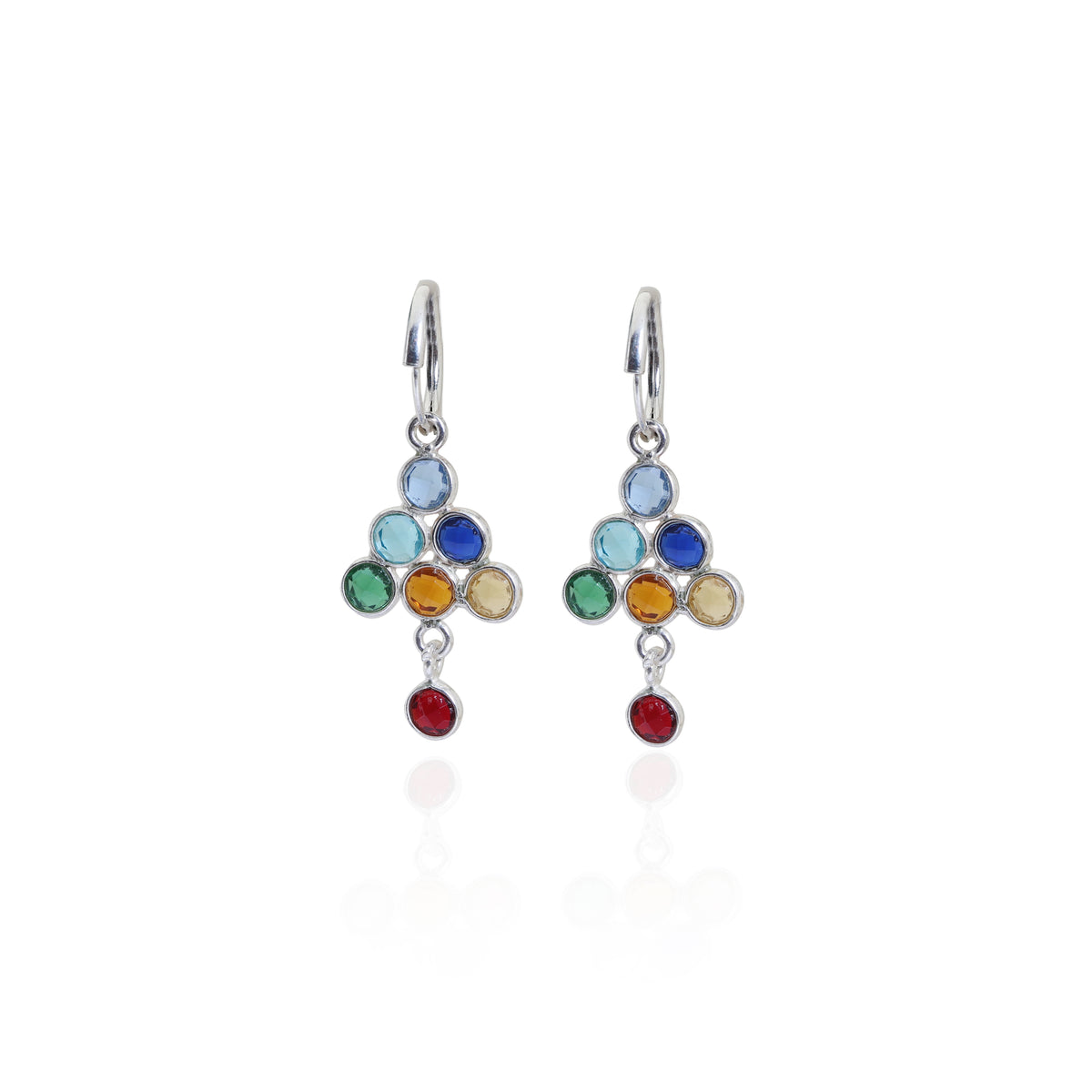 Pendientes de plata con piedras preciosas arcoíris para mujer | joyas coloridas