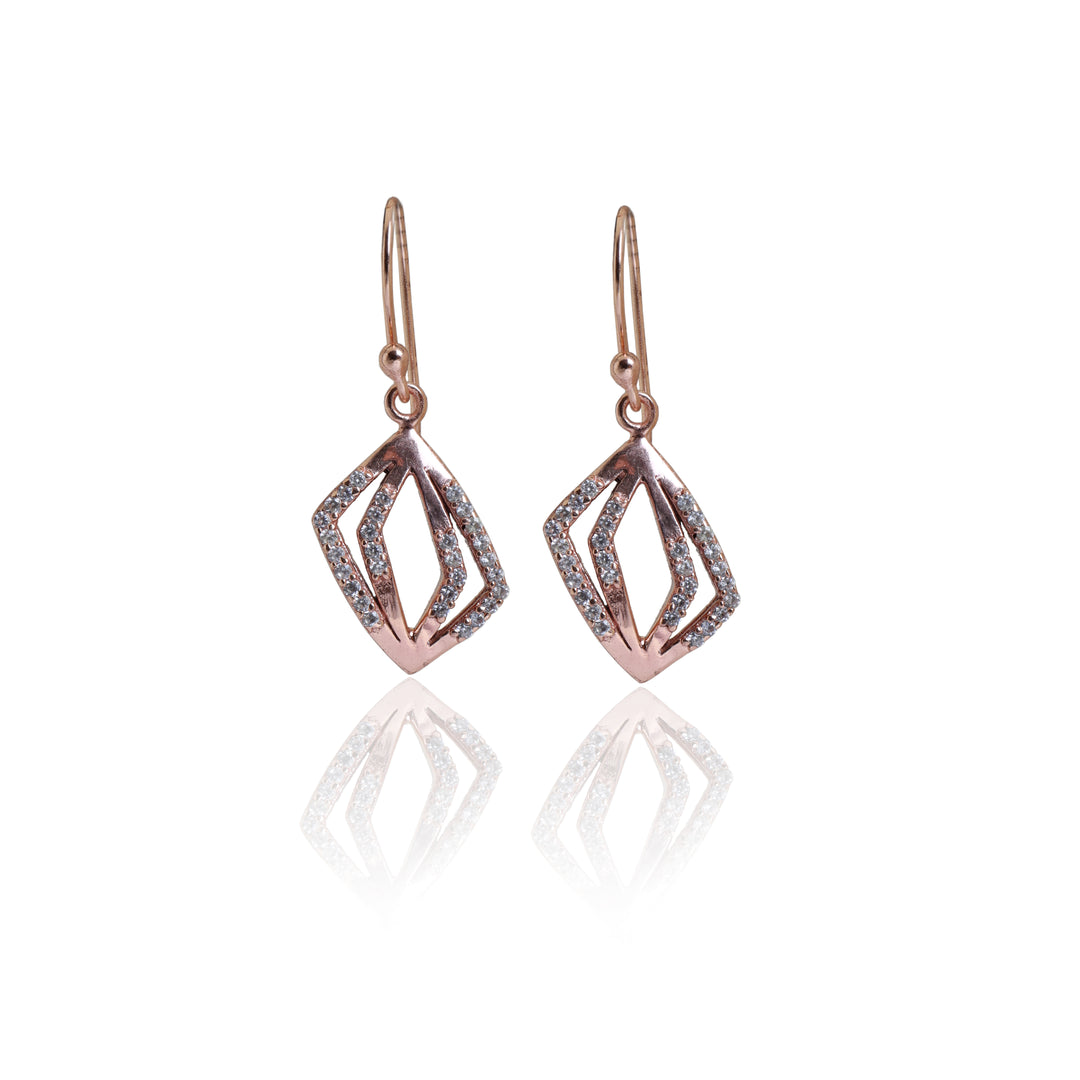 Pendientes de oro rosa con corte de diamante para mujer | Pendientes colgantes de regalo