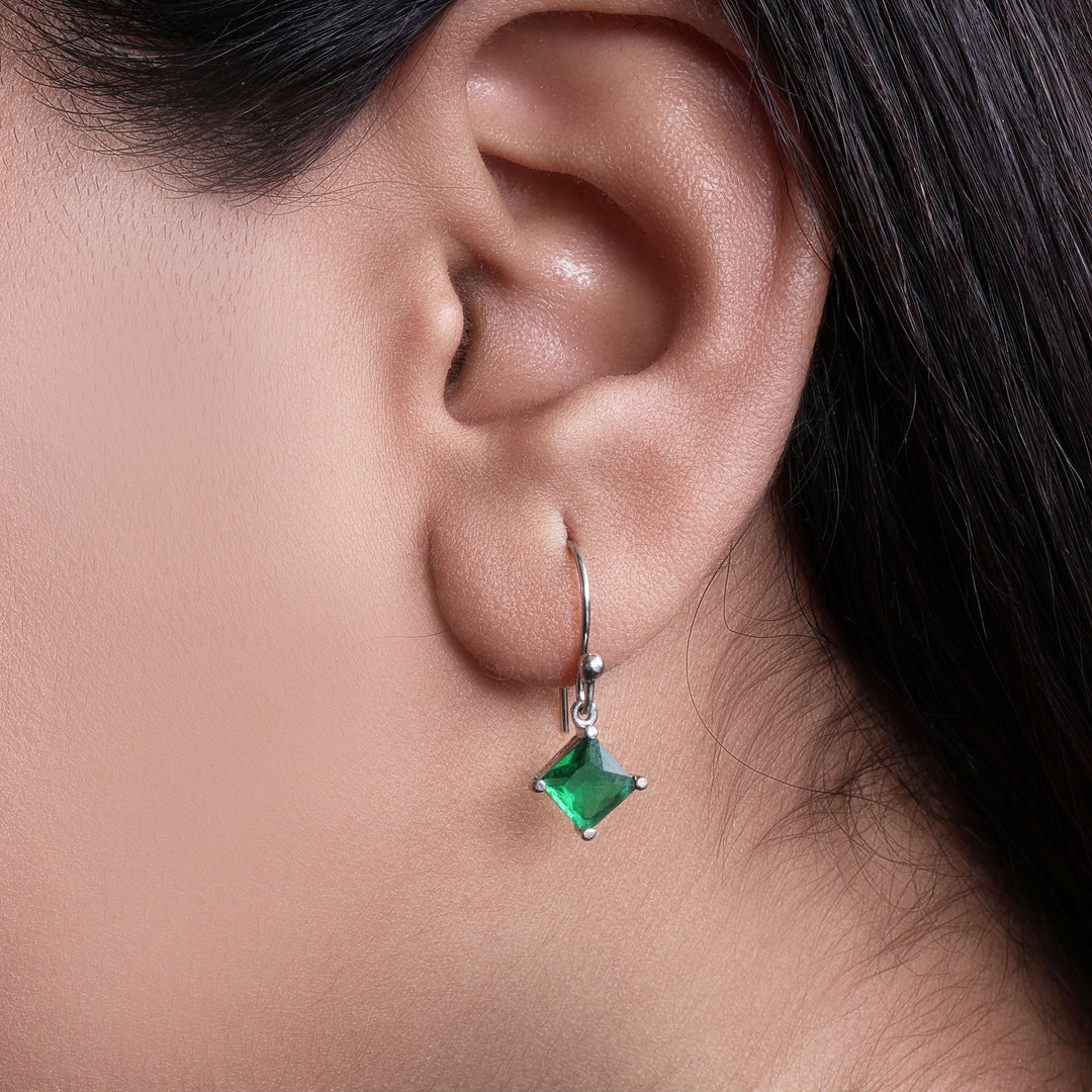 Pendientes de plata 925 con piedra verde esmeralda para mujer | Regalo