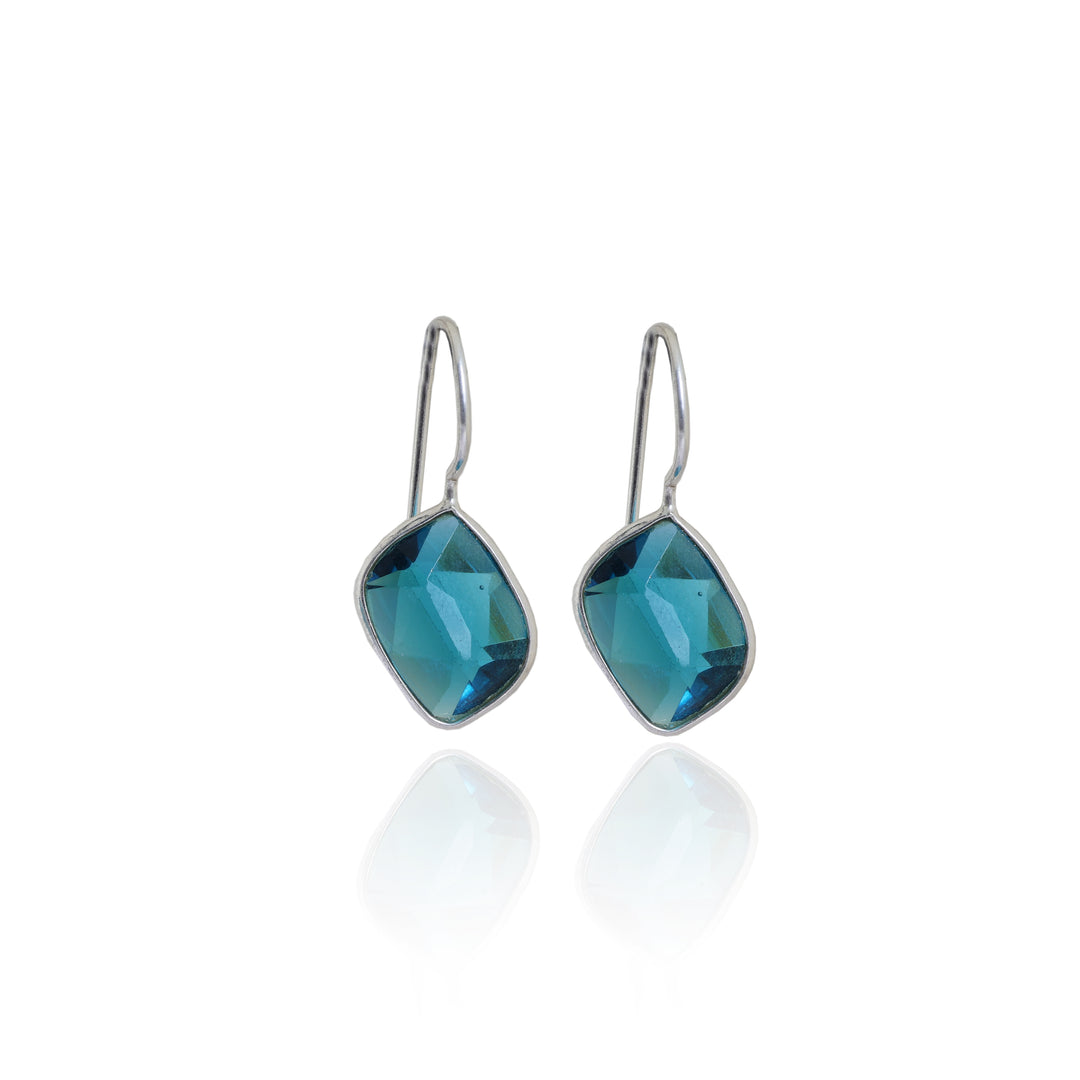 Pendientes colgantes de plata 925 con piedras preciosas azules para mujer | Regalo | Alto brillo