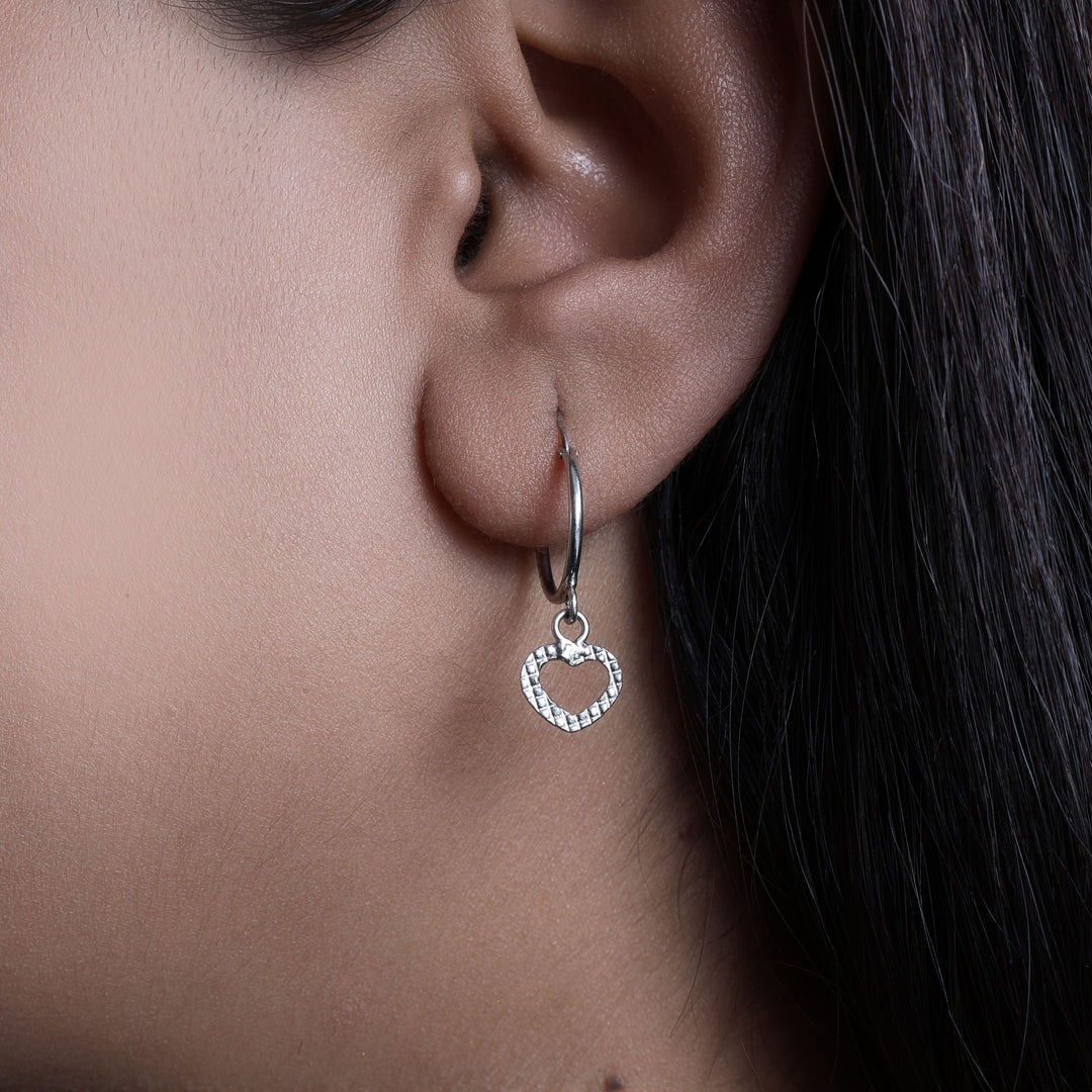 925 Silver Heart Hoop Earrings for Women | Dainty Jewelry