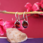 Load image into Gallery viewer, 925 Silver Garnet Earrings for Women | Red Gemstone Dangle
