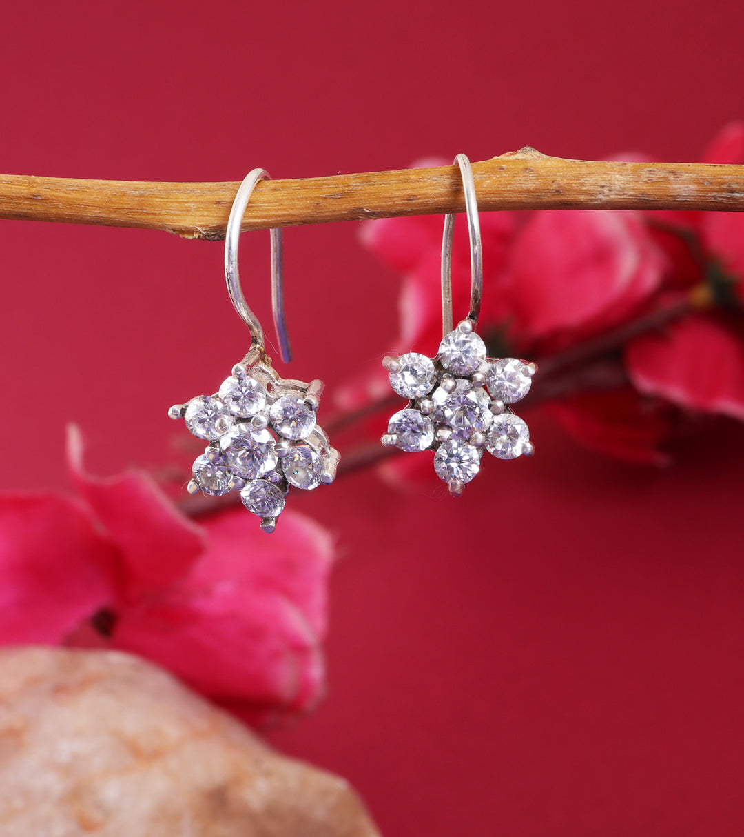 925 Silver Flower Earrings | Cubic Zirconia | Women's Jewelry