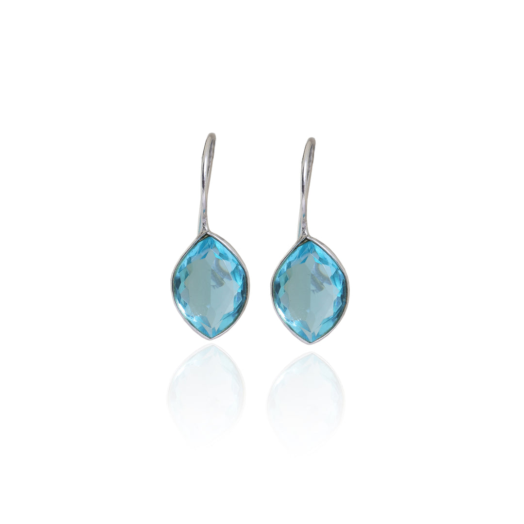 Silver Blue Topaz Drop Earrings for Women | Gemstone Jewelry