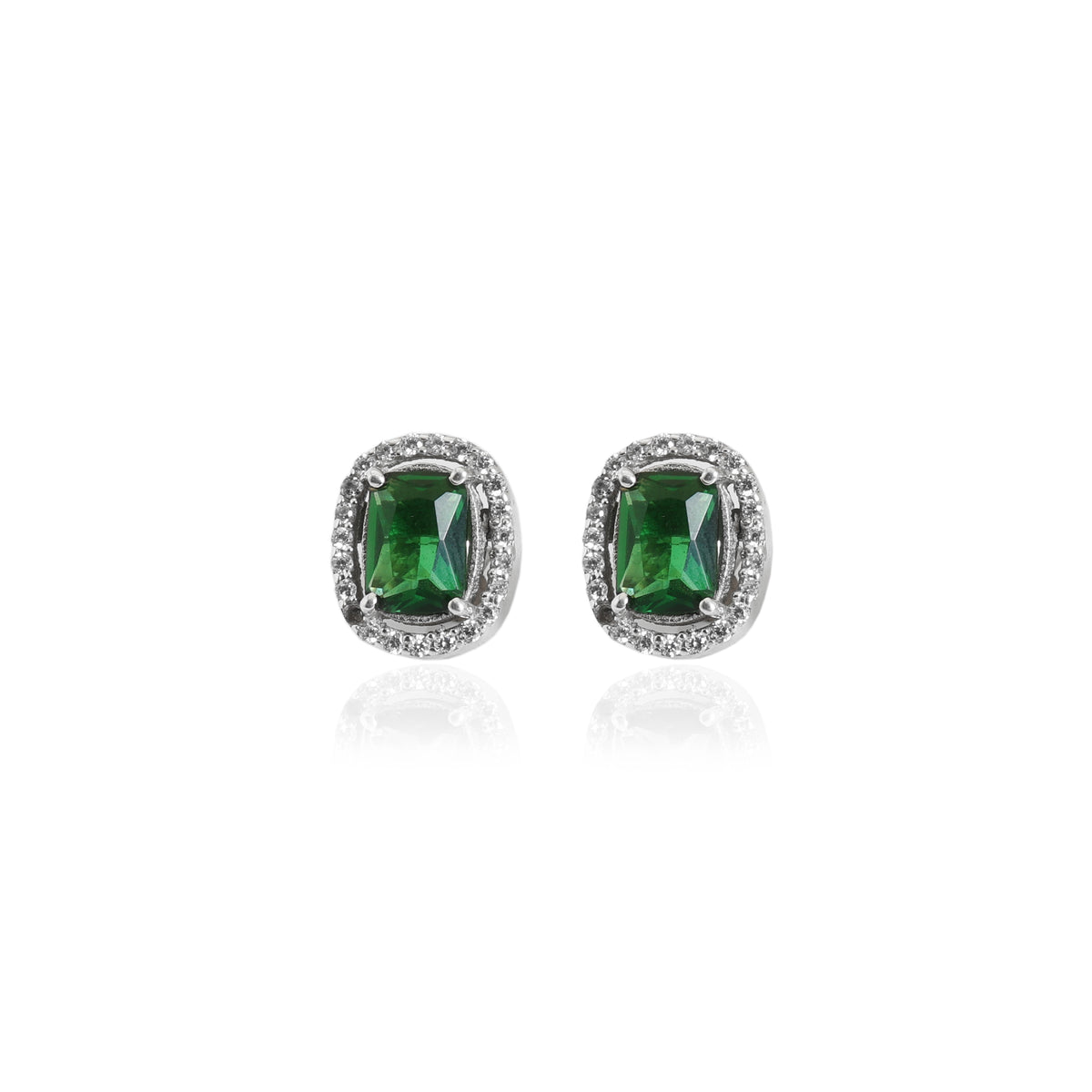 Emerald stud earrings for women | 925 silver cubic zirconia