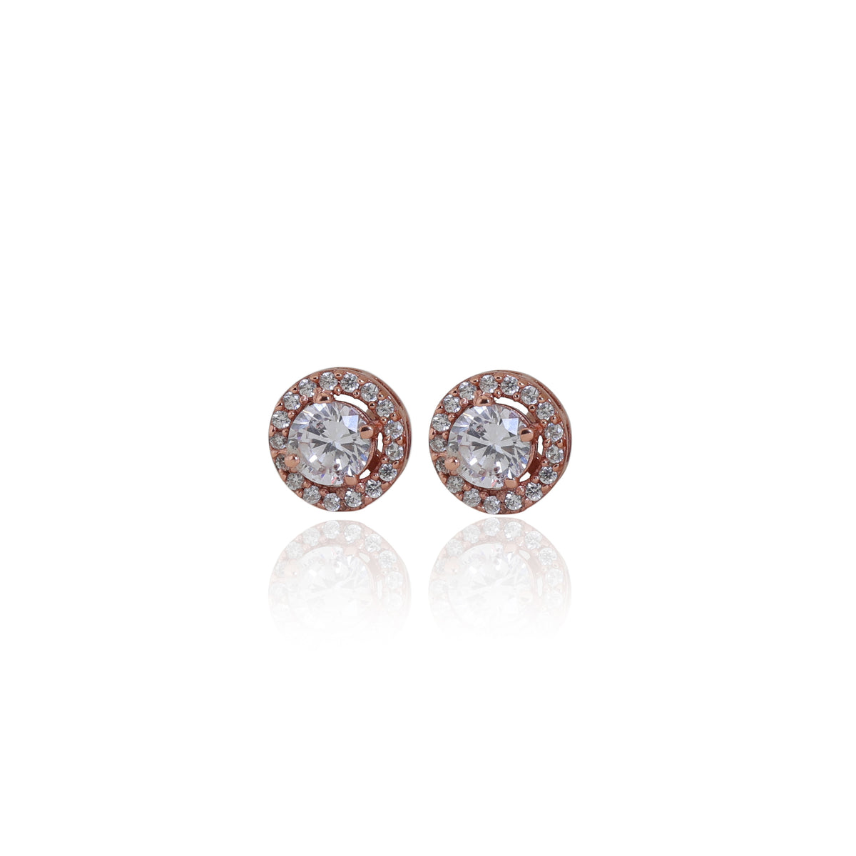 Rose gold plating stud earrings with cubic zirconia | women's jewelry gift