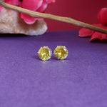 Load image into Gallery viewer, Yellow Sapphire Stud Earrings in Silver for Women | Daily Wear
