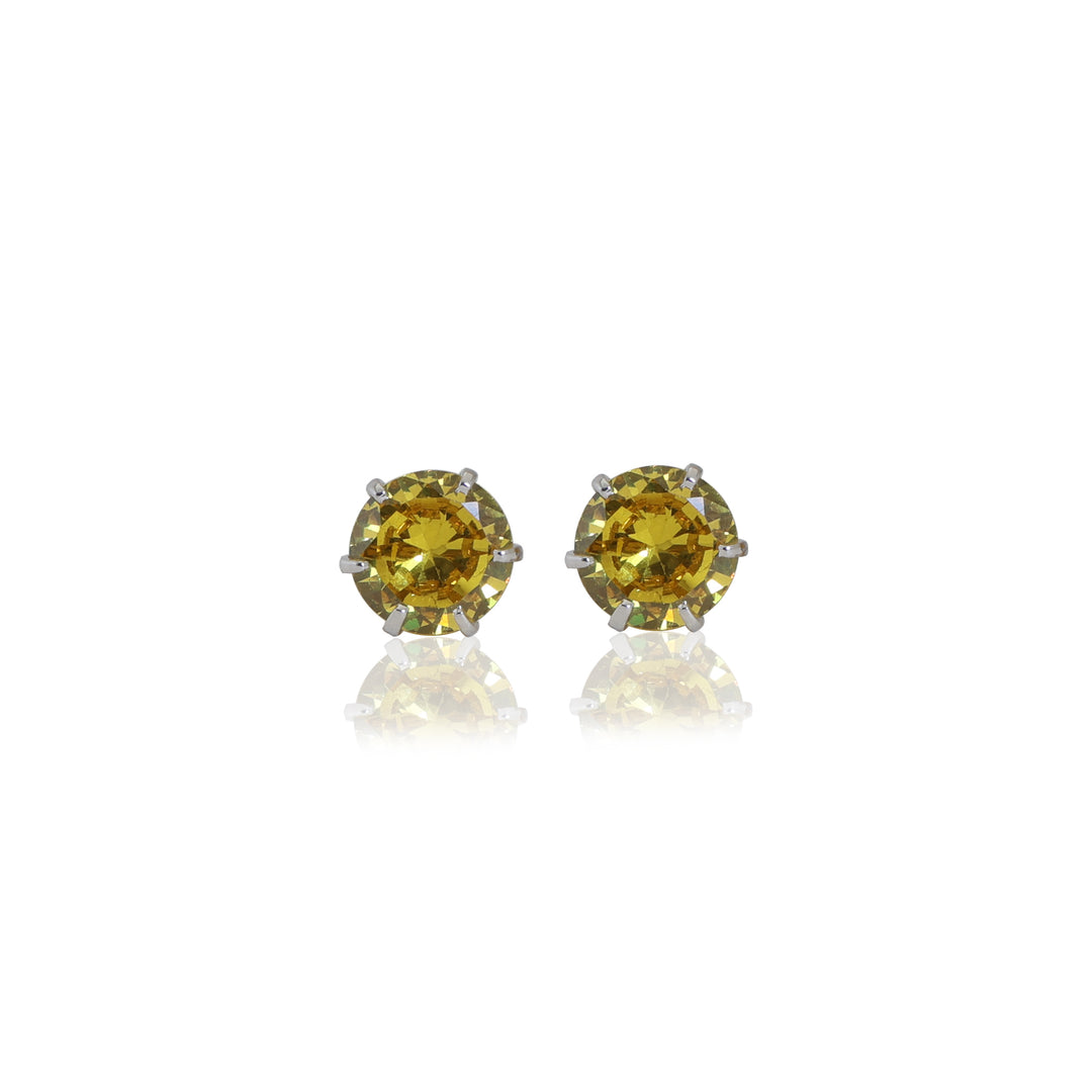 Yellow Sapphire Stud Earrings in Silver for Women | Daily Wear