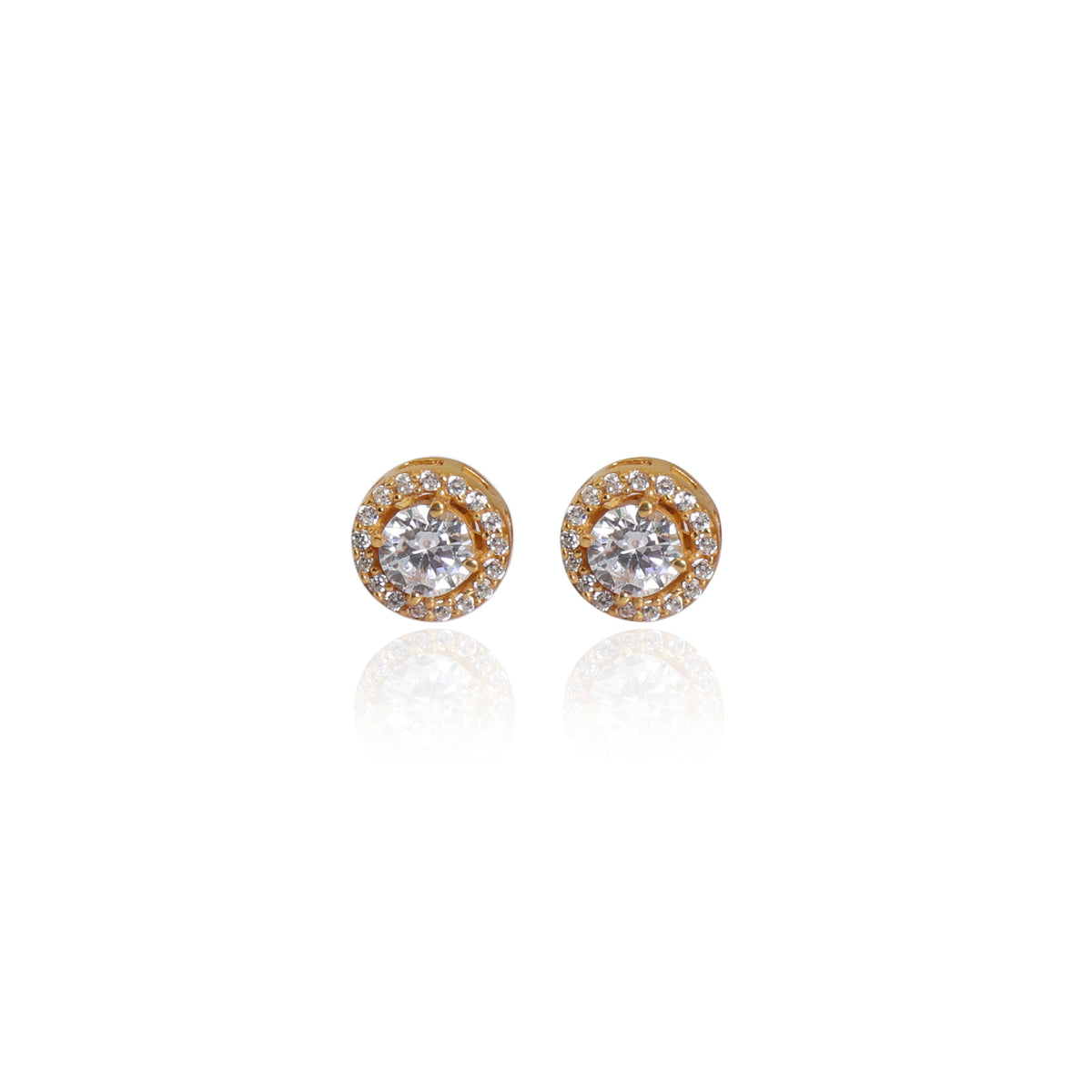 Gold plating stud earrings with cubic zirconia | women's jewelry gift