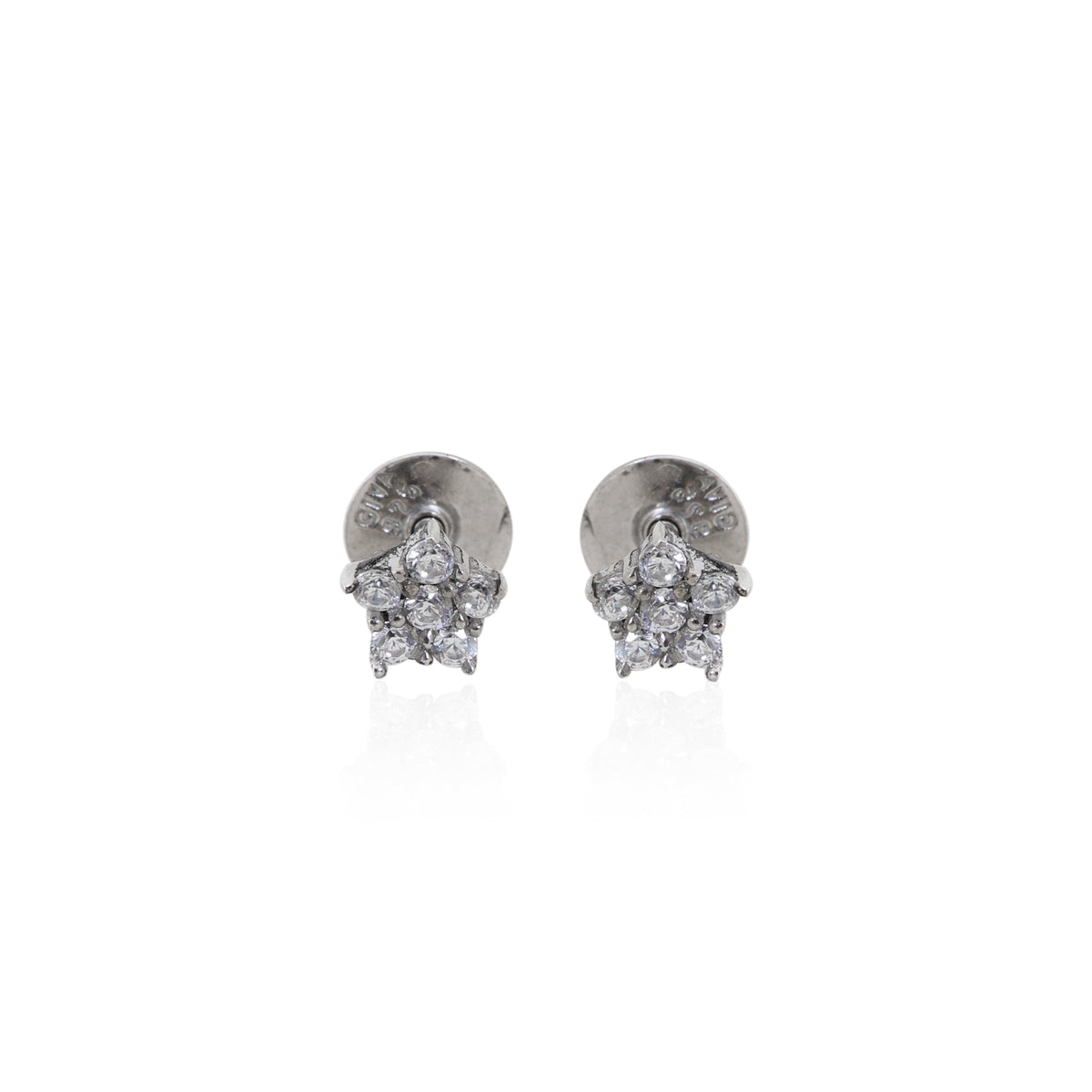 925 silver cubic zirconia flower stud earrings for women
