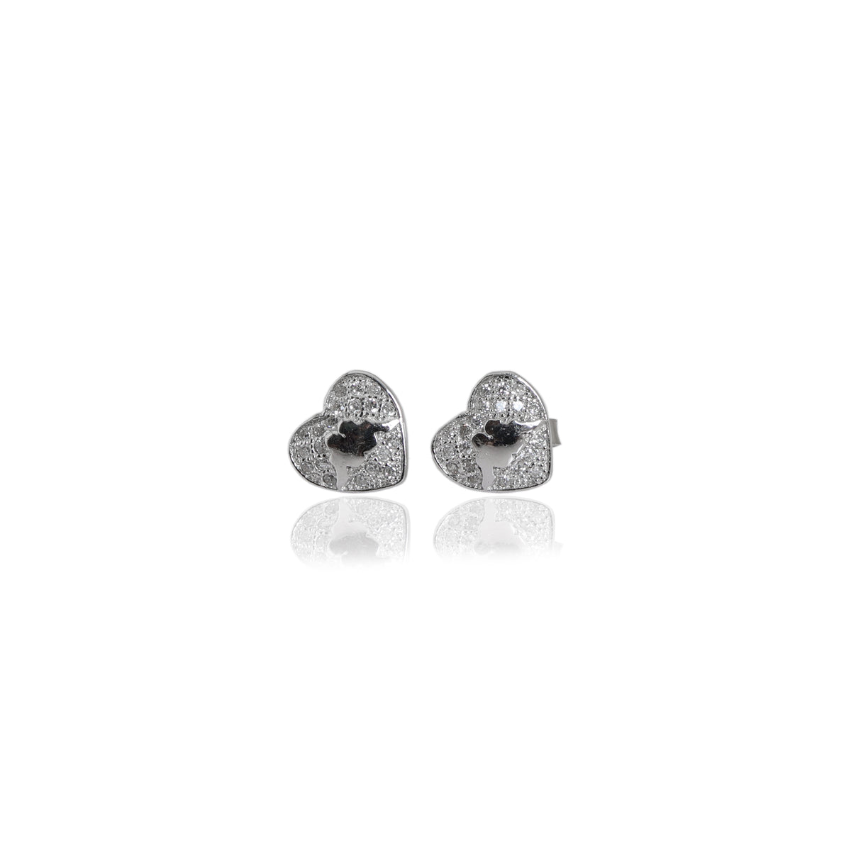 925 silver heart stud earrings | cubic zirconia | for women