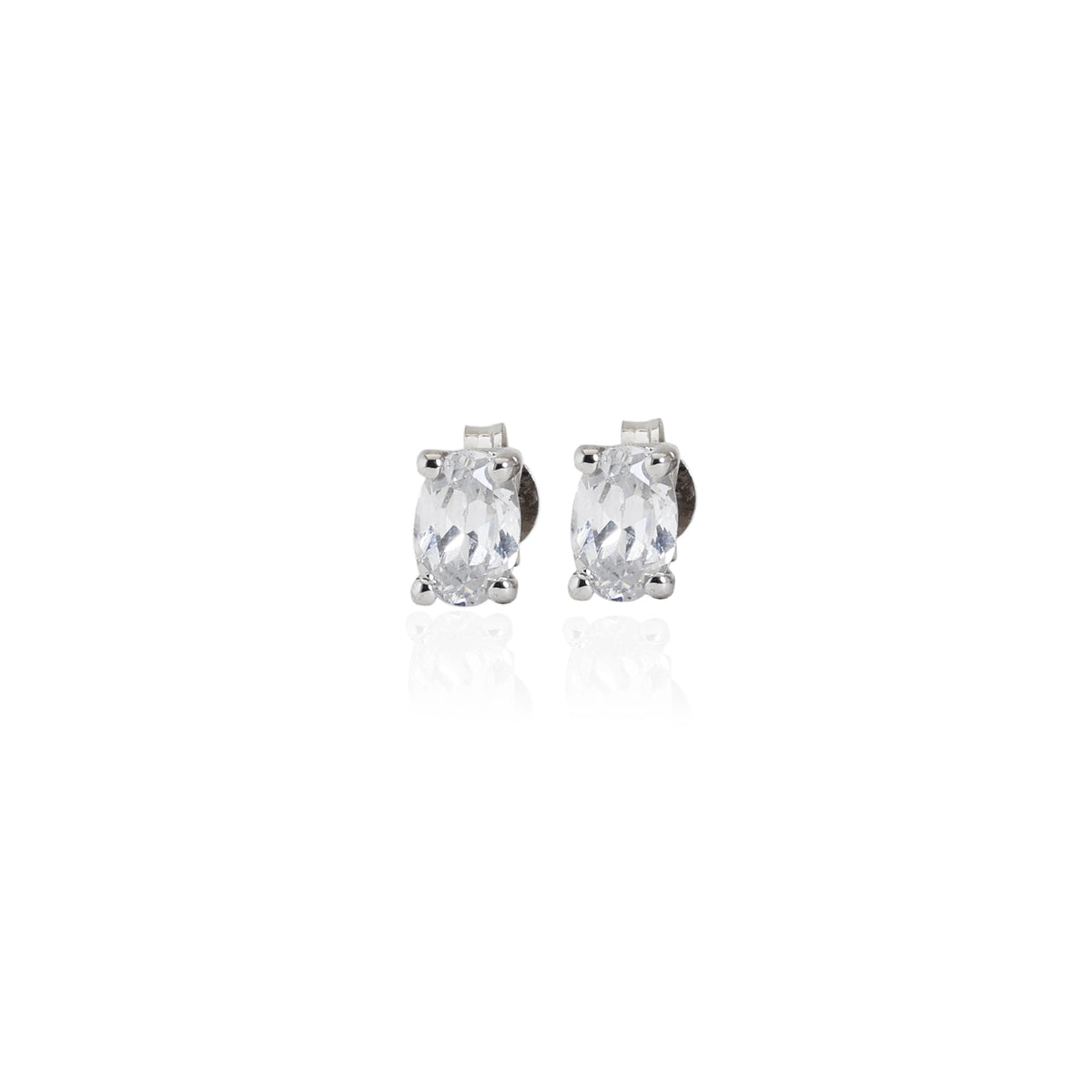 Silver oval stud earrings for women | daily wear | gift