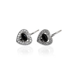 Load image into Gallery viewer, 925 Silver Heart Stud Earrings with Black Gemstones | Women&#39;s Jewelry
