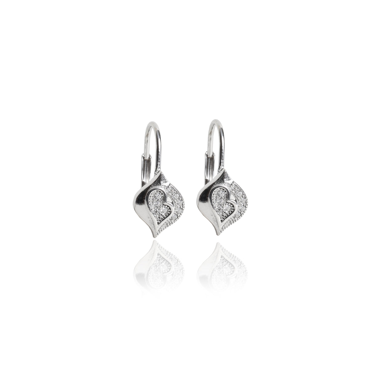 925 silver cubic zirconia heart earrings for women | gift jewelry
