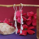 Load image into Gallery viewer, Silver Dangle Earrings with CZ Stones | Women&#39;s Elegant Jewelry
