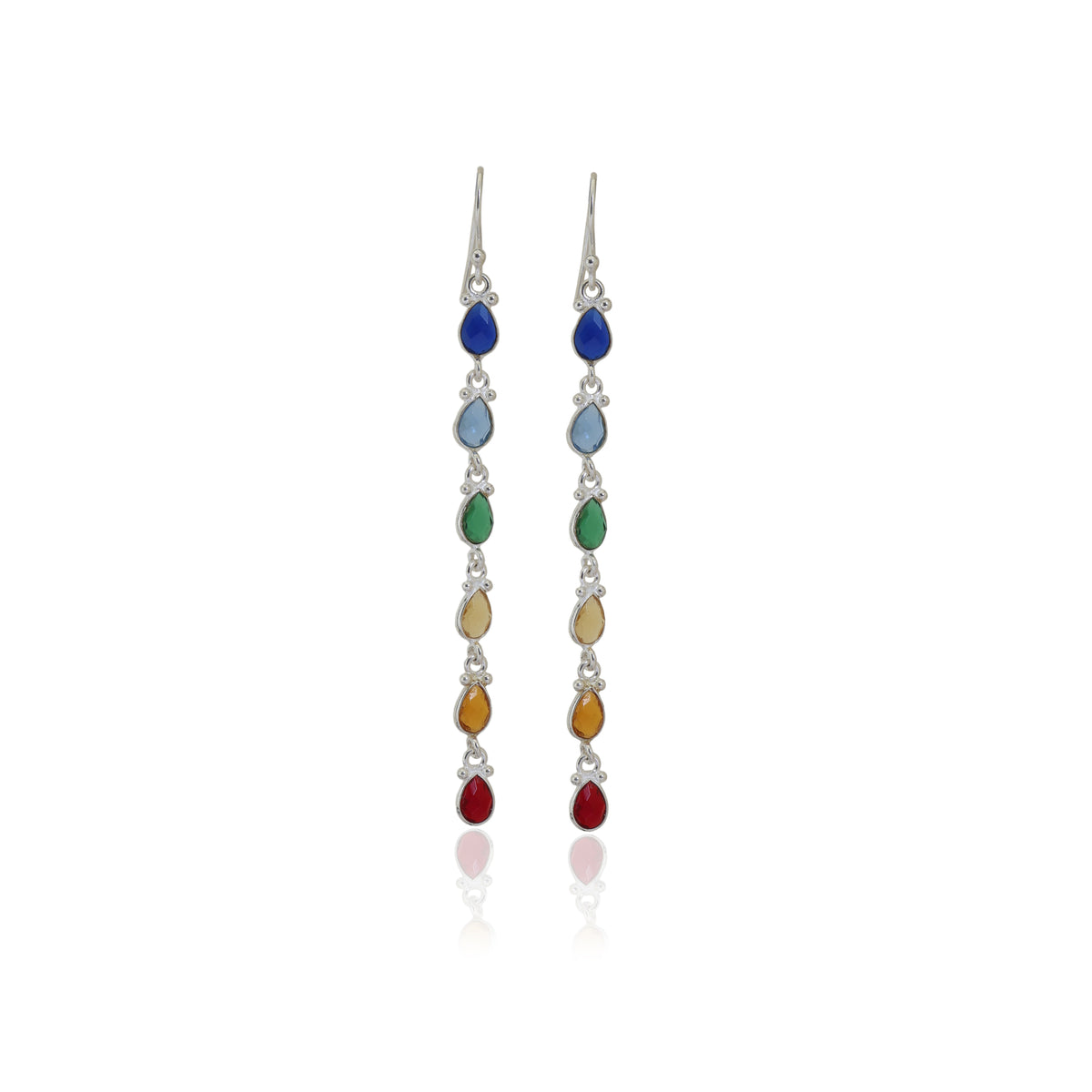 Rainbow gemstone drop earrings | 925 sterling silver | for women