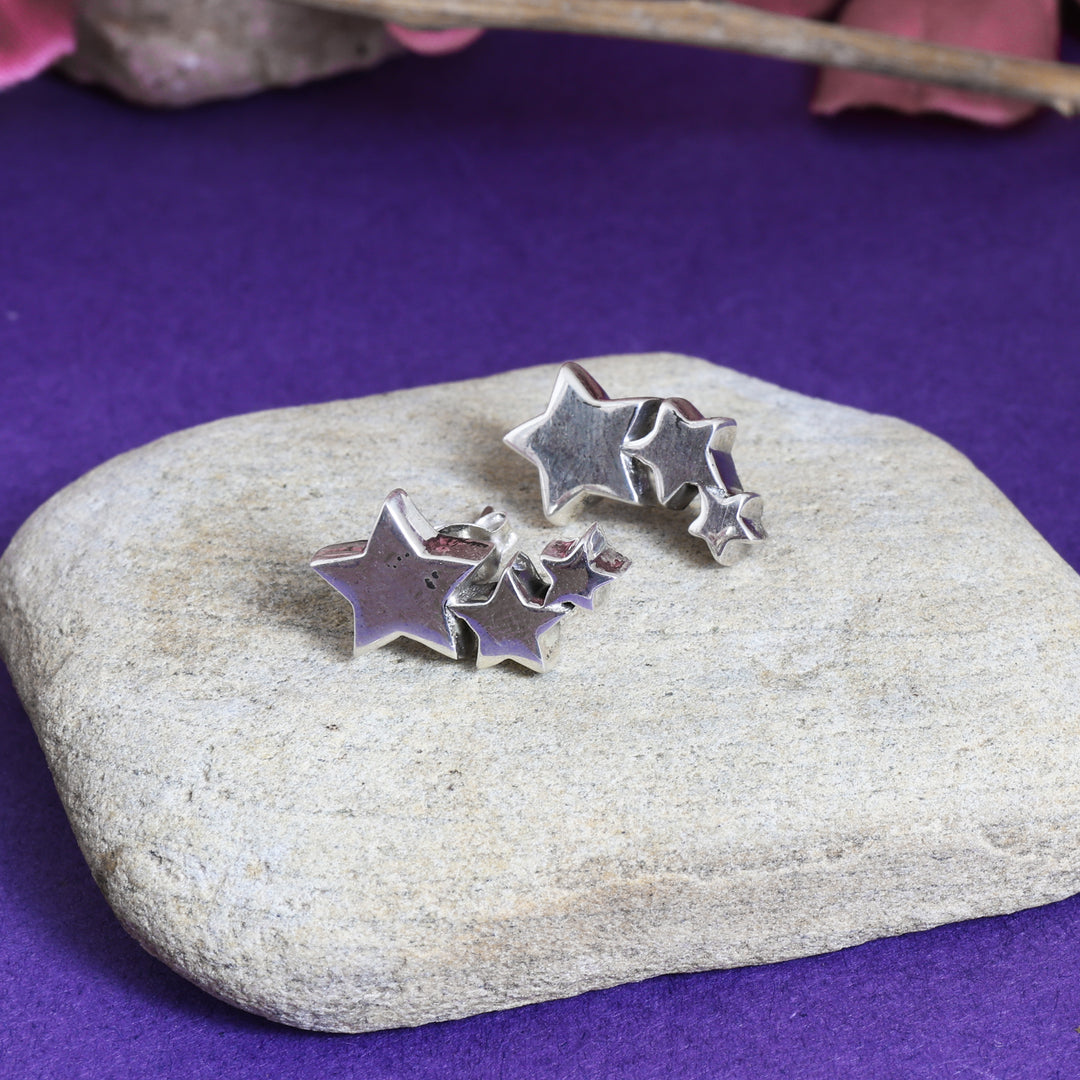 Silver Star Drop Earrings for Women | Celestial Jewelry Gift