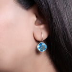 Load image into Gallery viewer, Silver Blue Topaz Cushion Cut Drop Earrings for Women
