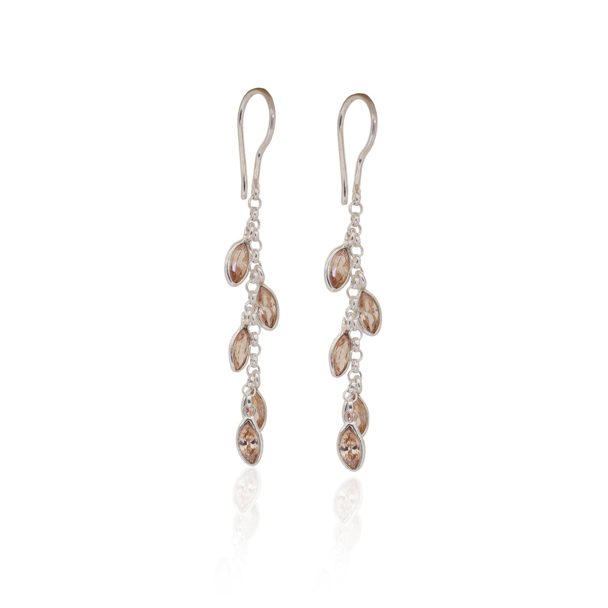 Silver dangle earrings with brown gemstones for women | gift